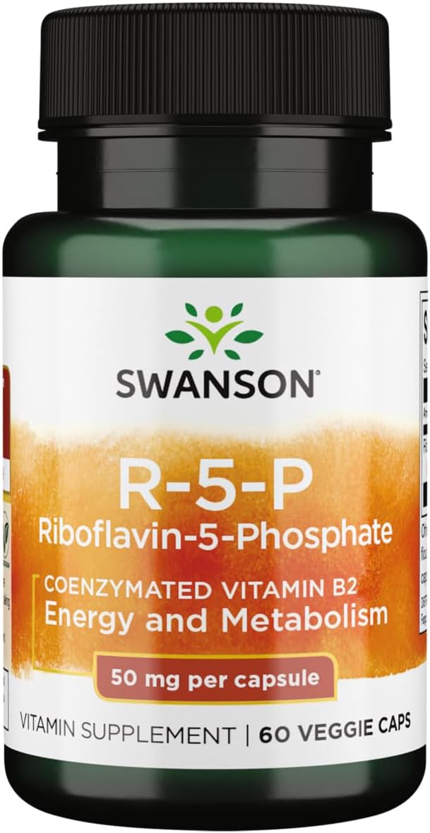 Swanson R-5-P (Riboflavin-5-Phosphate) - Vitamin B2 Supplement Promoting Energy, Metabolism & Vision Health - Natural Wellness Formula - (60 Capsules)