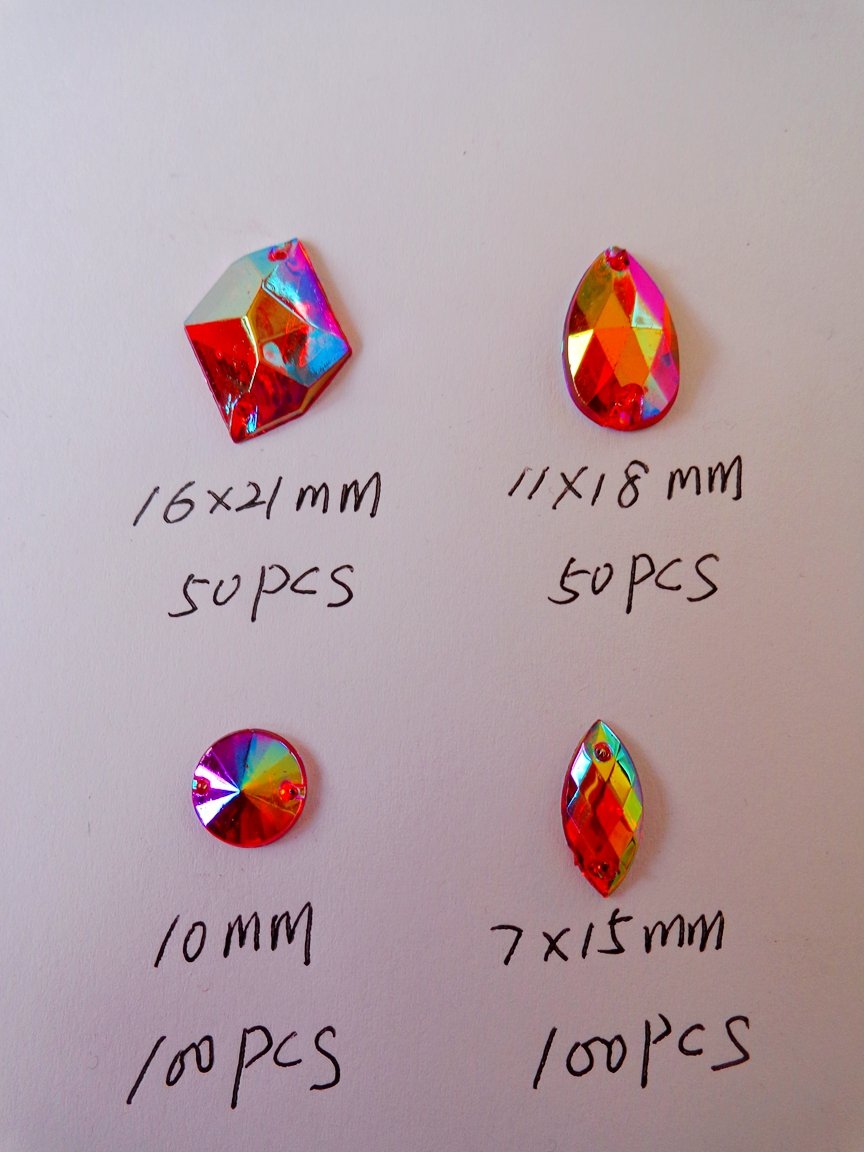 300pcs mixed shape size deep blue crystal sew on rhinestones Acryl loose Beads hand sewing strass