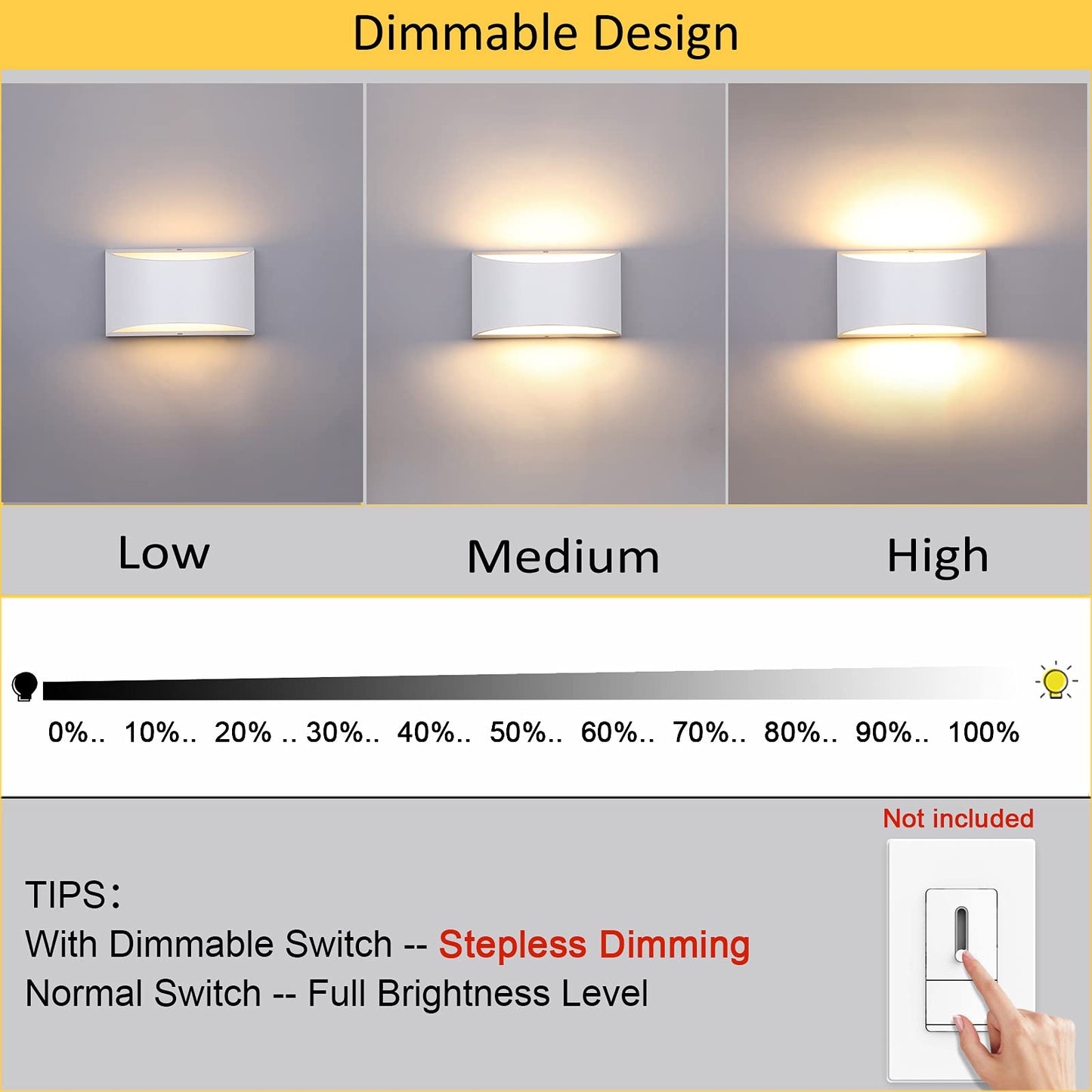 Lightess Modern LED Wall Sconce 12W Dimmable Up Down Light 1pc Warm White Model 942499-BJ