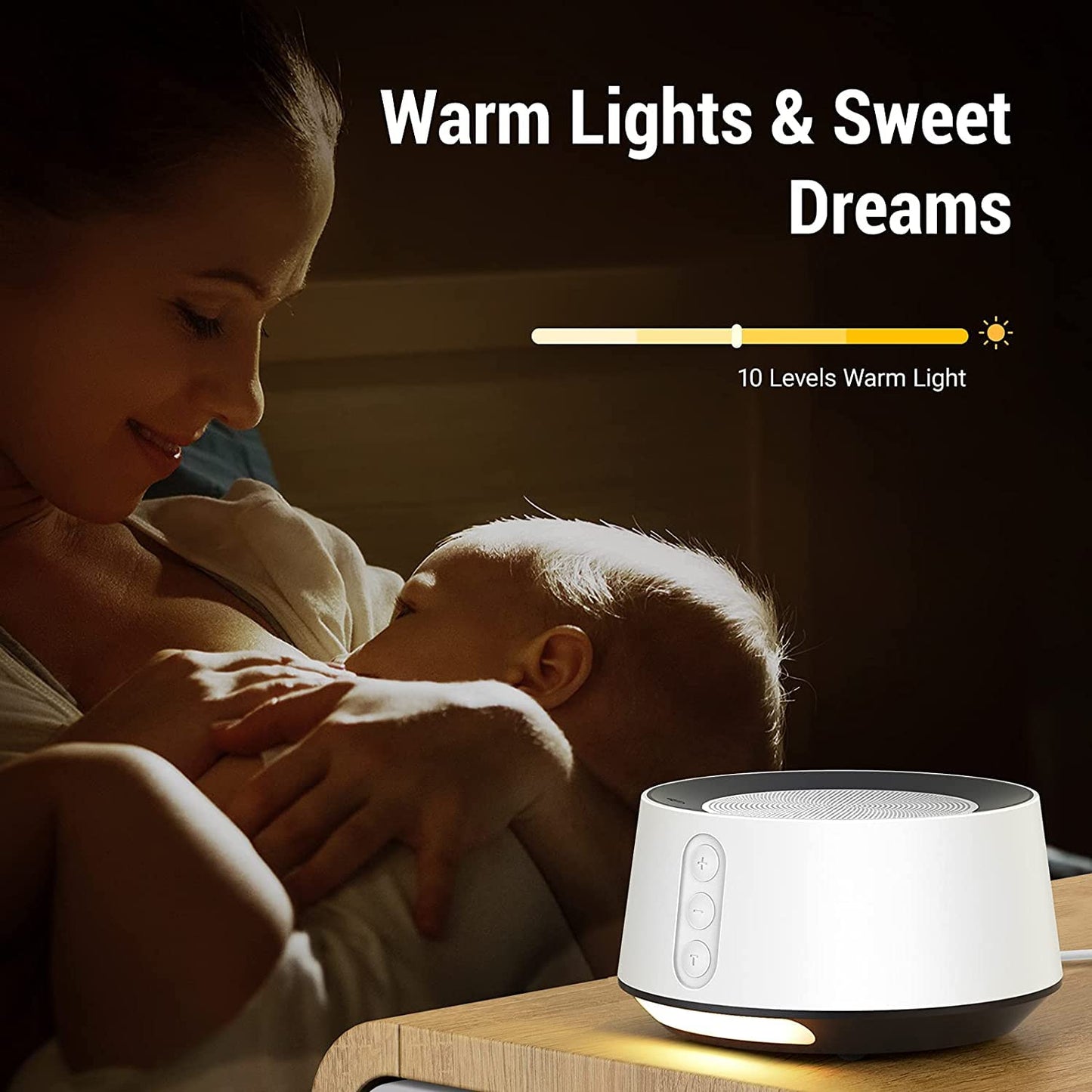 FITNIV White Noise Sound Machine, Adjustable Baby Night Light for Sleeping,14 High Fidelity Sleep Machine Soundtracks,Timer and Memory Feature (White with Power Adapter)