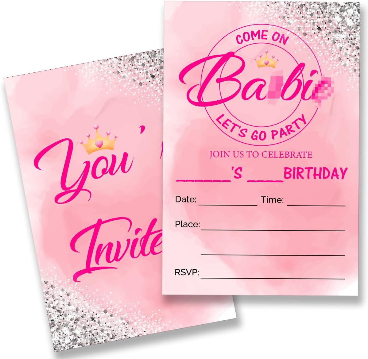 Pink Girl Birthday Party Invitations Supplies with Envelopes Set of 20 Pink Girls Birthday Party Invites Fill in Blank, Double Sided