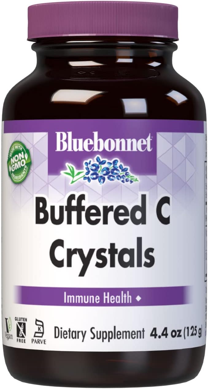 Bluebonnet Nutrition Buffered C Crystals, Buffered Vitamin C Powder, for Immune Health, for Antioxidant Protection, Soy Free, Gluten Free, Non-GMO, Kosher, Dairy Free, Vegan, Powder, 4.4 oz (125 g)