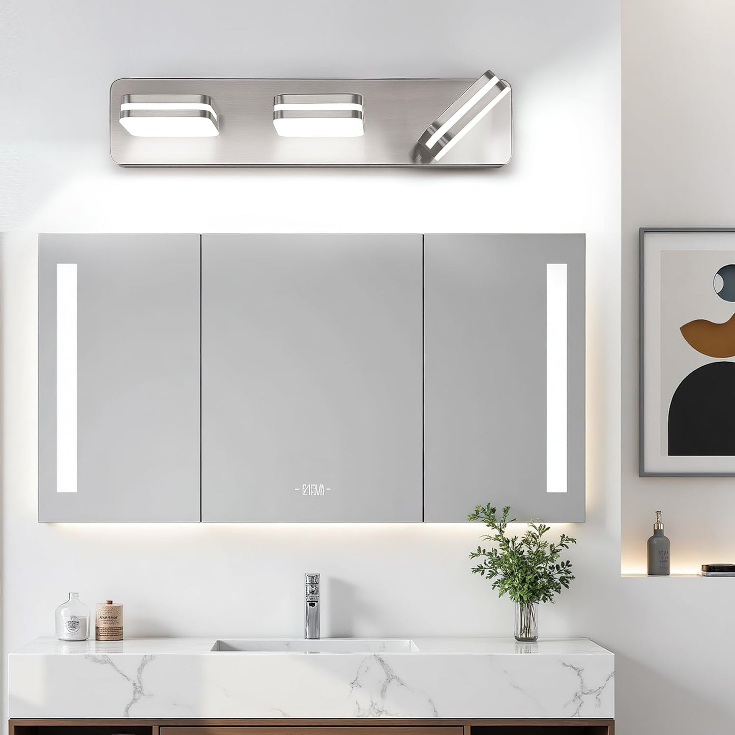 1300Lm Led Modern Bathroom Vanity Light Fixtures  360?Rotate Acrylic Brushed Nickel Vanity Lights For Bathroom  Modern Wall Lighting Fixtures Over Mirror Kitchen Living (Natural White Light 5000K)