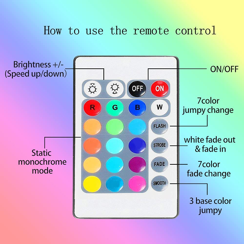 lawnko LED Strip Lights, 2m Battery Powered, 24 Keys Remote Control, Multicolor, 1 Pack