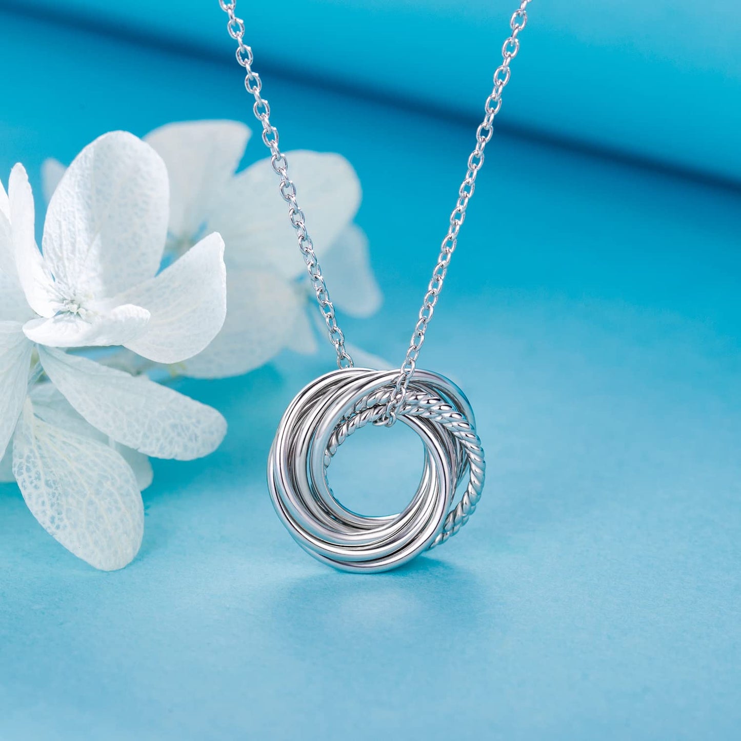 Annamate 80th Birthday Gifts for Women, 925 Sterling Silver Infinity 8 Circle Eight Decades Necklace, Mom Gifts, Mothers Day Jew