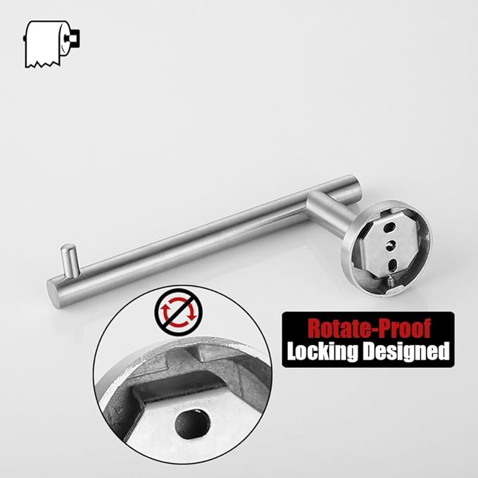 JQK Toilet Paper Holder, 5 Inch 304 Stainless Steel Thick 0.8mm Tissue Paper Dispenser for Bathroom, Hold Mega Rolls, Brushed Nickel Wall Mount, TPH100-BN
