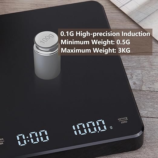 Digital Kitchen Scales - Chargeable LED Display Food Scale, Digital Kitchen Food Weight Scale for Baking, Coffee and Cooking with Ounces, Milliliter and Grams, Maximum Weight 6.6lb
