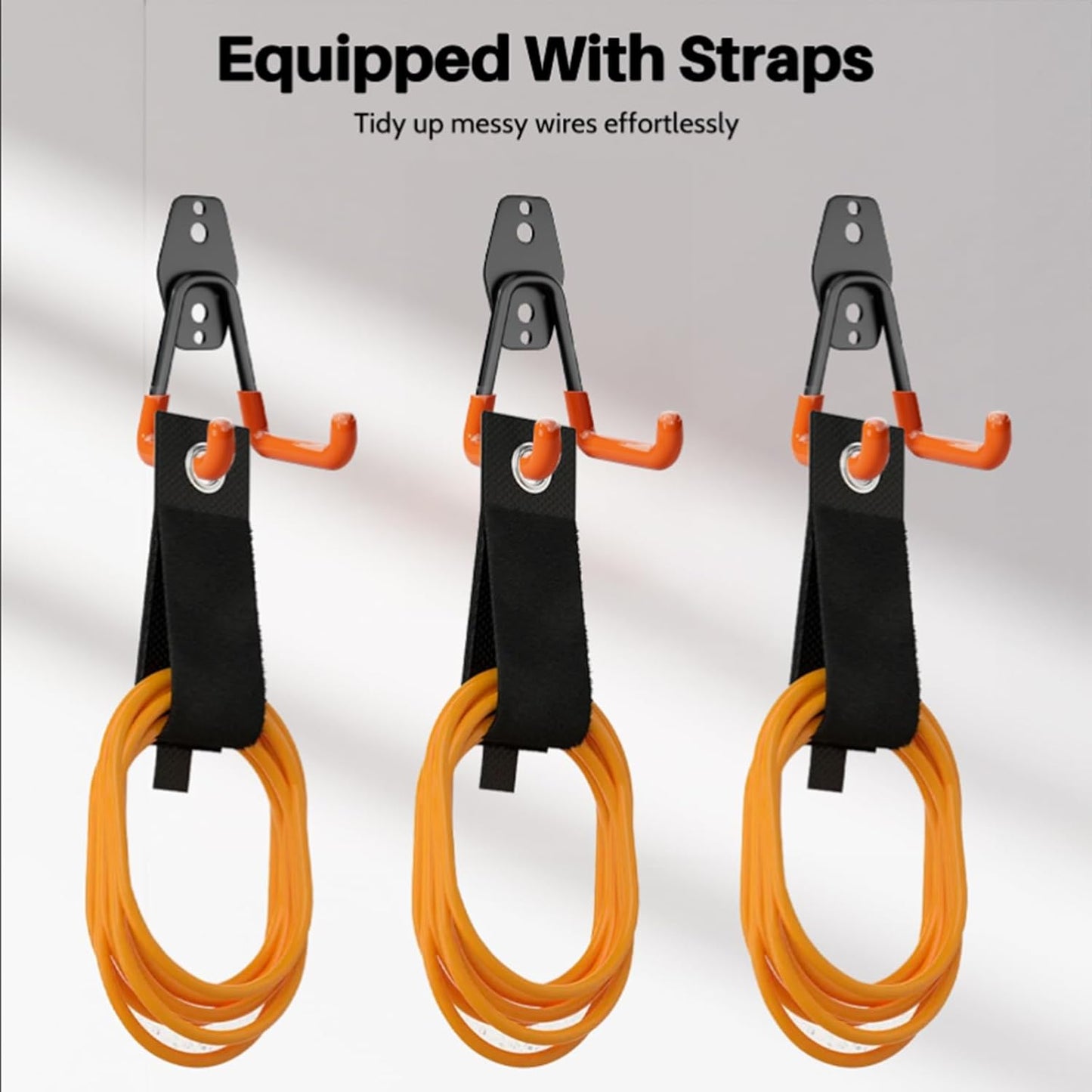 Garage Hooks Heavy Duty, 8 Pack Wall Mount Storage Hangers with Extension Cord Holder Organizer, for Power Tool, Garden Tool, Utility, Ladder, Hose and More