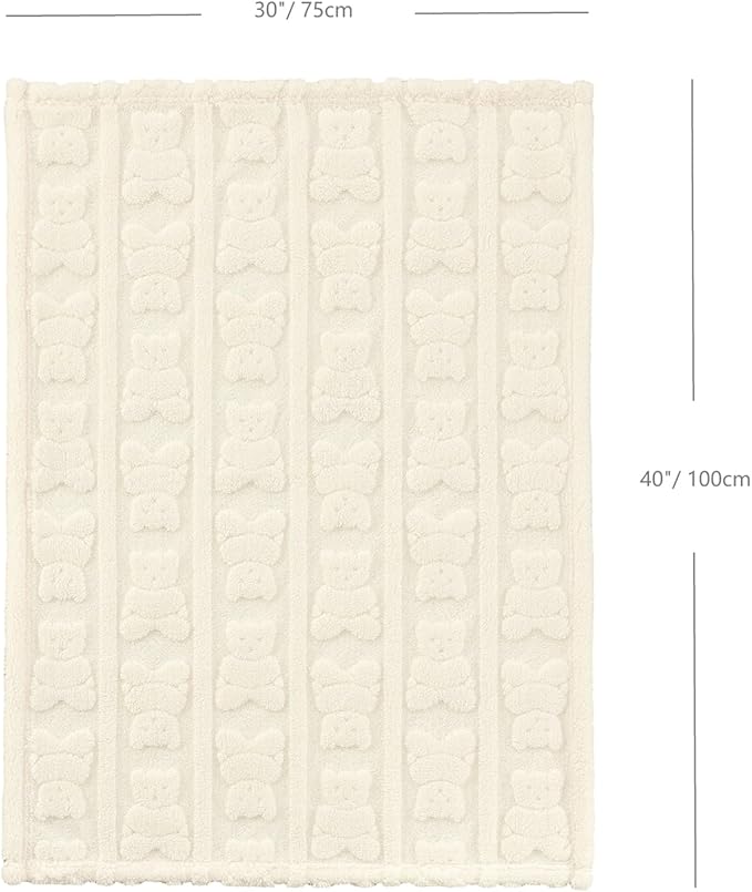CREVENT 30"X40" Cozy Soft Warm Sherpa Baby Blanket for Girls Boys, Newborn Essentials for Infant, Baby Shower Receiving Gift - Ivory Bear 75X100cm + Gift Bag with Ribbon