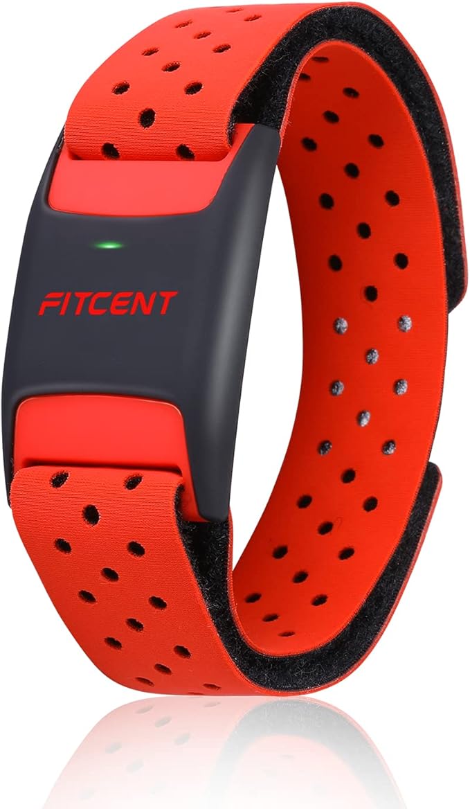 FITCENT Heart Rate Monitor Armband, Bluetooth ANT+ Optical Heart Rate Sensor Arm Band, Rechargeable Fitness Tracker for Pe...