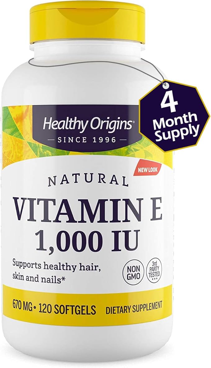 Healthy Origins Vitamin E 1,000 IU (Natural, IP Non-GMO), 120 Softgels