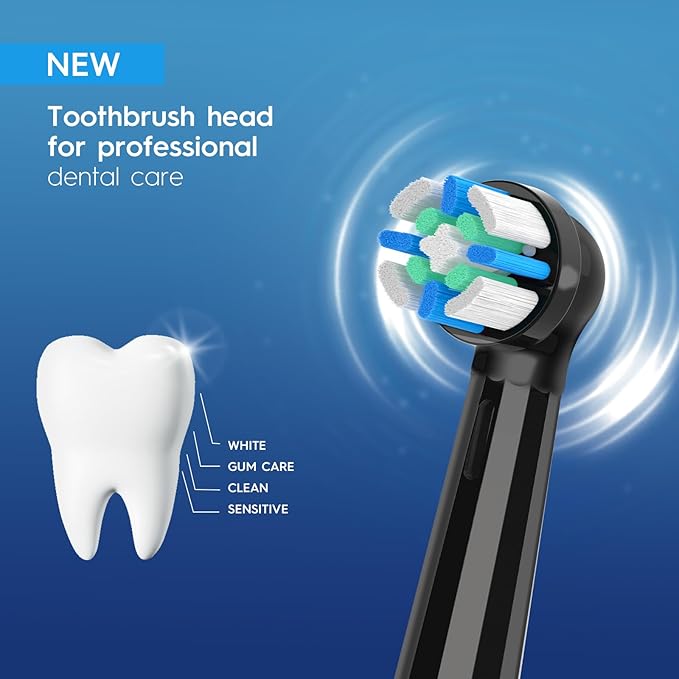 IO Replacement Heads Compatible with Oral B iO 2/3/4/5/6/7/8/9/10 Series Electric Toothbrush, Medium Bristles Brush Heads Compatible with Oral B, Deep Clean and Sensitive Care, 8 Pack Black