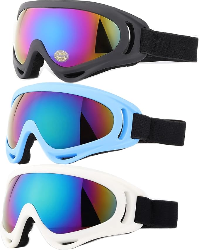 Yidomto Ski Goggles, 3 Pack Snow Goggles for Men, Women, Kids & Youth, UV400 Protection for Skiing & Snowboarding