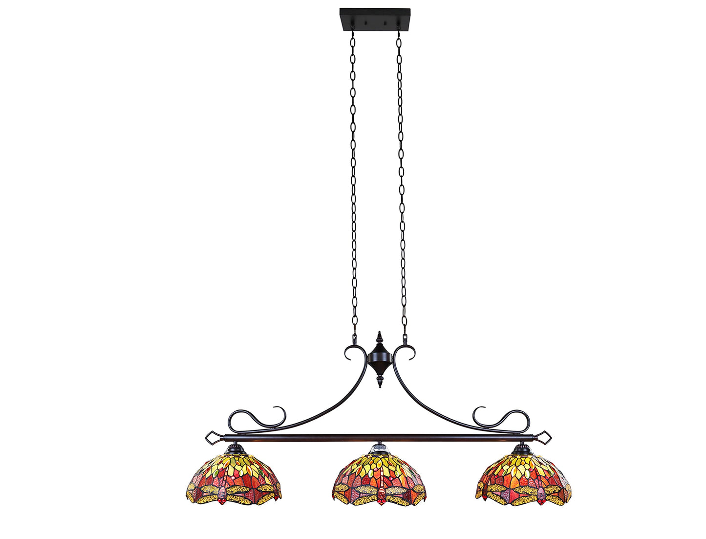 Chloe Lighting Empress Dragonfly Pendant, 3 Light, Dark Bronze, 48in Wide, Multicolor, Model CH3T471RD48-IL3