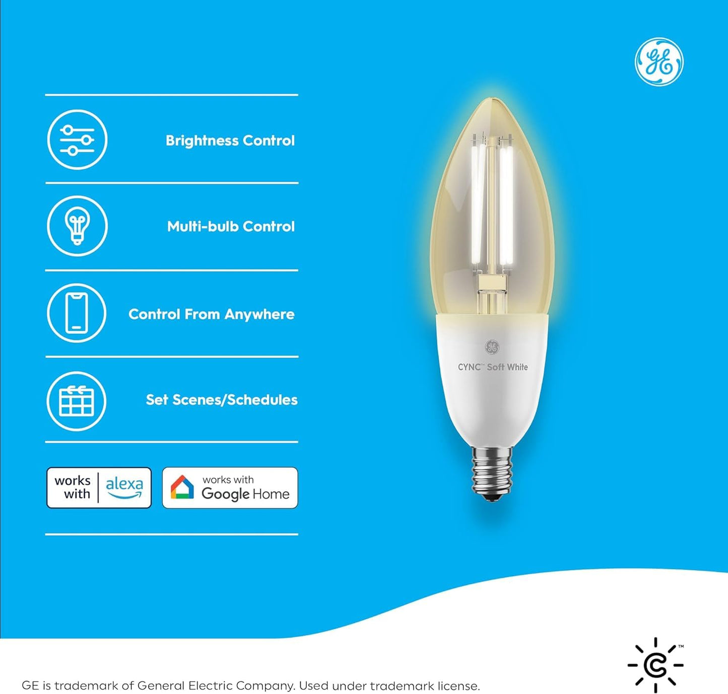 GE Lighting Smart LED Light Bulbs, Soft White, Bluetooth & Wi-Fi, 4 Count, Small Base, Model CLEDBC6LDGF-4T