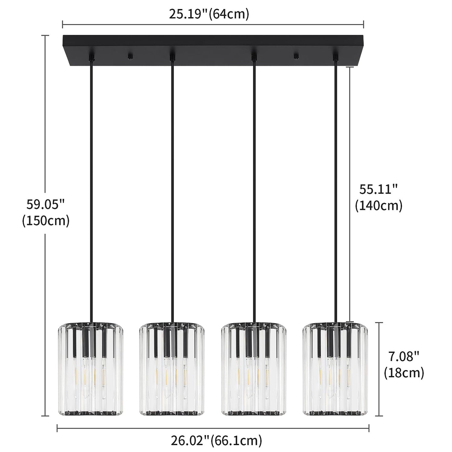 Crystal Kitchen Island Lights  4-Light Modern Chandeliers For Dining Room  Kitchen Pendant Lighting Over Island  Adjustable Height Ceiling Hanging Lights For Kitchen Bedroom Entryway Bathroom