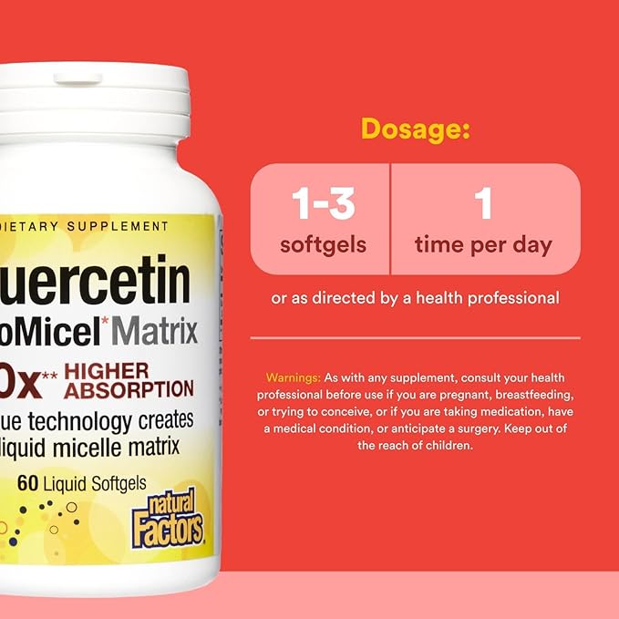 Natural Factors, Quercetin LipoMicel Matrix for Superior Absorption,Gel, 60 Count
