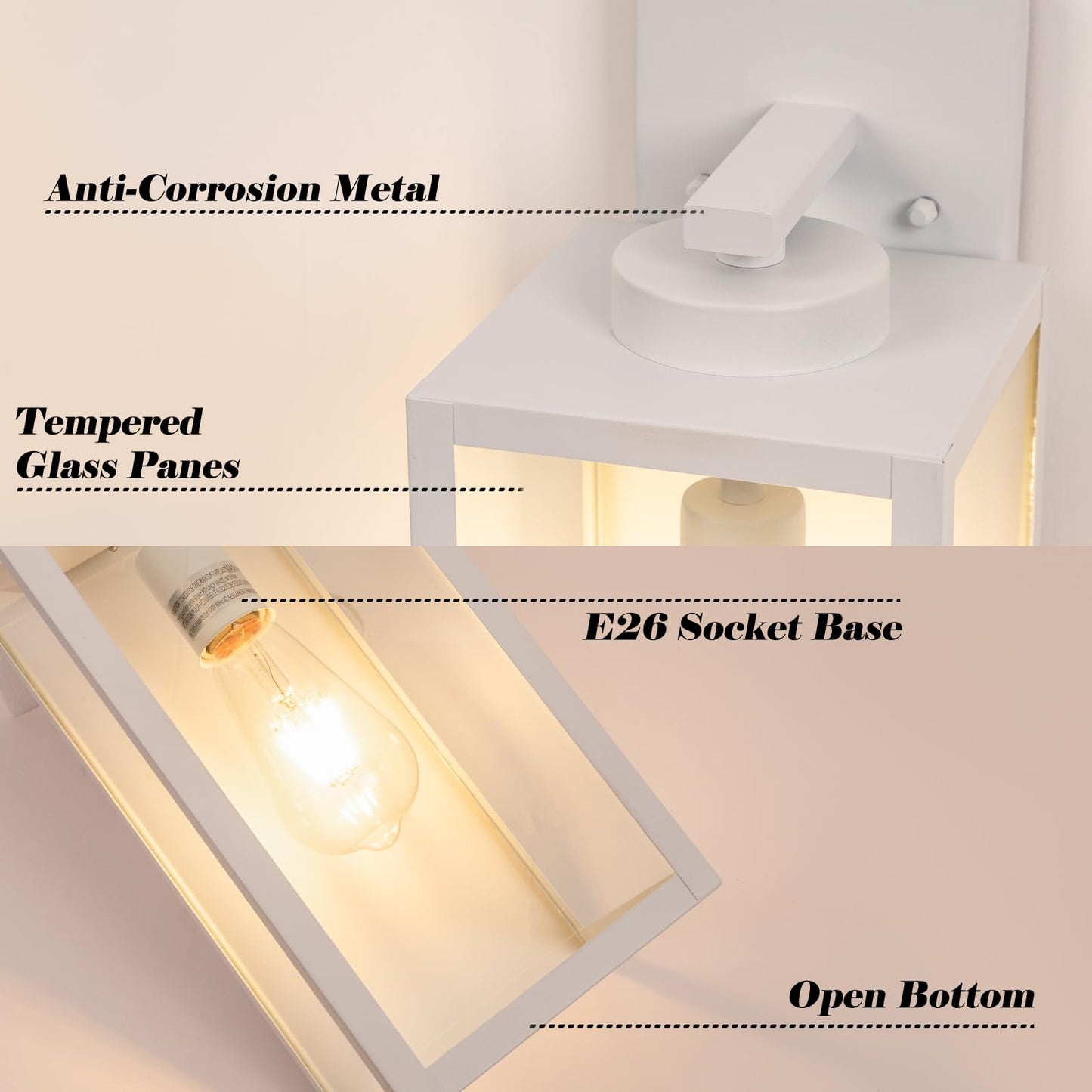 Yolsunes 16-Inch Large Outdoor Wall Light Fixture  White Exterior Wall Lantern Waterproof  Farmhouse Porch Sconce Lighting With Glass  Modern Outside Lights For House  Garage  Patio Lamp  2 Packs