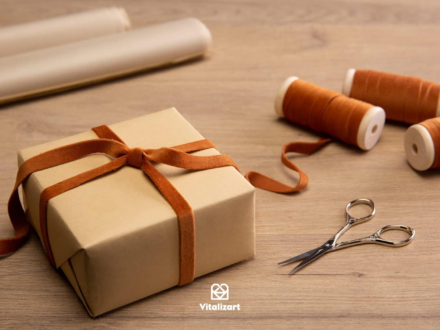 Vitalizart Terracotta Velvet Ribbon Set 3/8" x 15 Yd Fall Ribbon Fabric Trim 3 Rolls * 5 Yd for Christmas Wreath Decoration Handmade Craft Ornaments Gift Wrapping & Bow Making