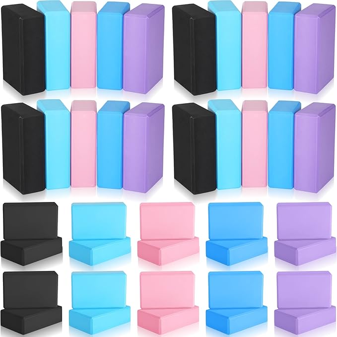 Meooeck 30 Pcs Yoga Blocks Bulk Eva Foam Block Pack, 9 x 6 x 3 Inch Exercise Brick Foam High Density Soft Non Slip Yoga Ac...