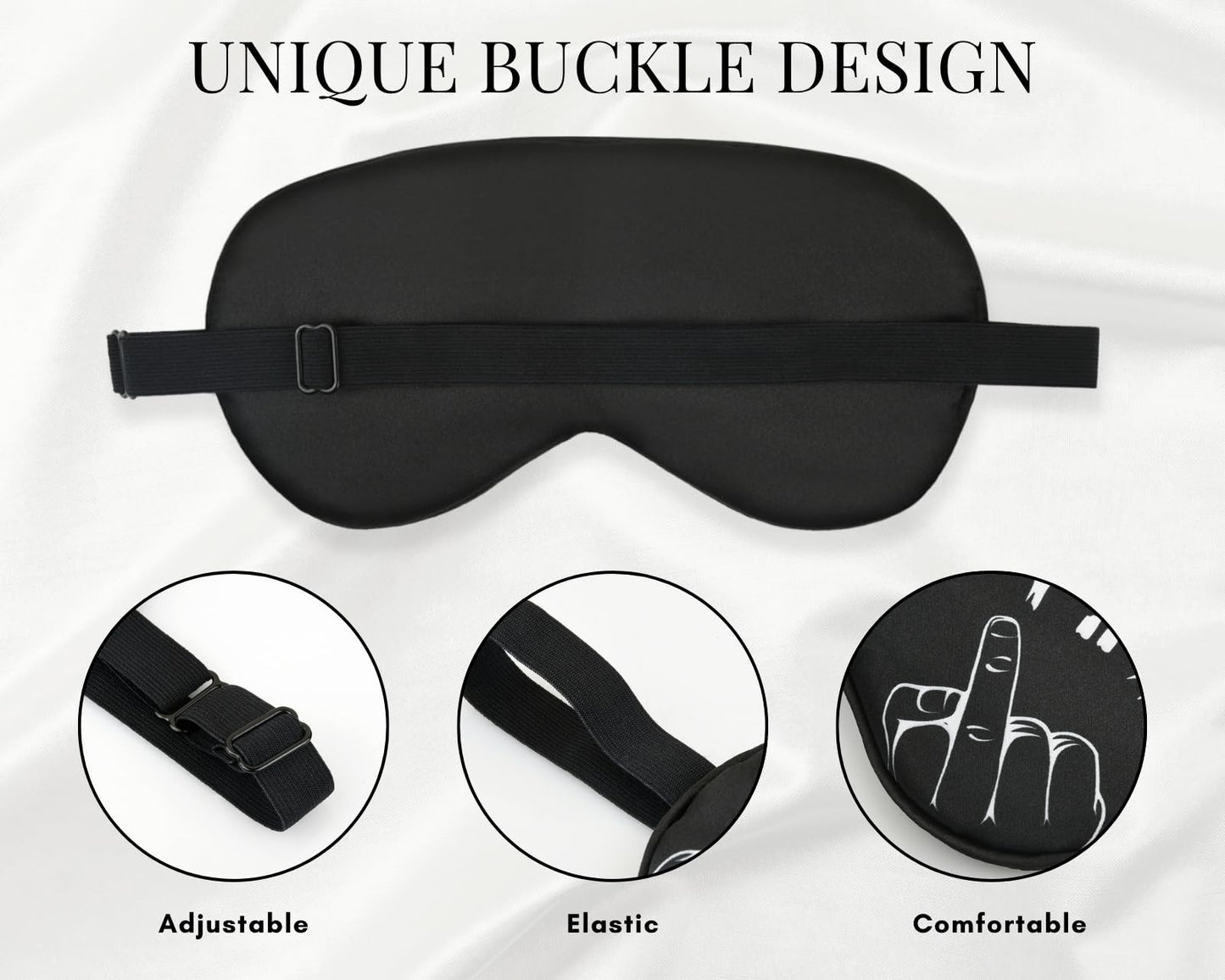 DS. DISTINCTIVE STYLE Fuck Off Eye Mask Middle Finger Funny Sleep Mask for Men/Women, Breathable, Blackout, Satin, Black