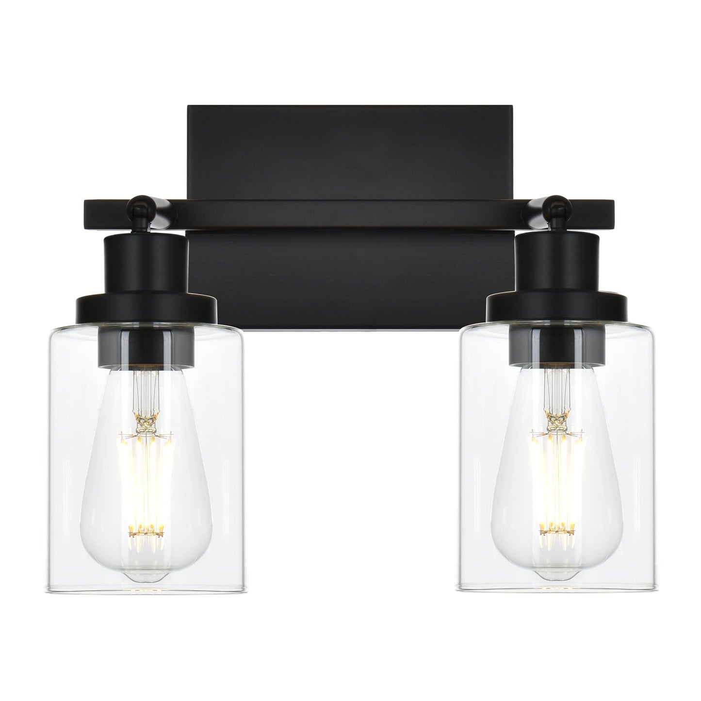 Wanluce 2-Light Track Lighting Kit Black Track Lighting Fixtures Bathroom Wall Sconces Ceiling Mount Kitchen Tracking Lights  Rotatable Spotlight With Clear Glass Shade For Kitchen Shop Hallway