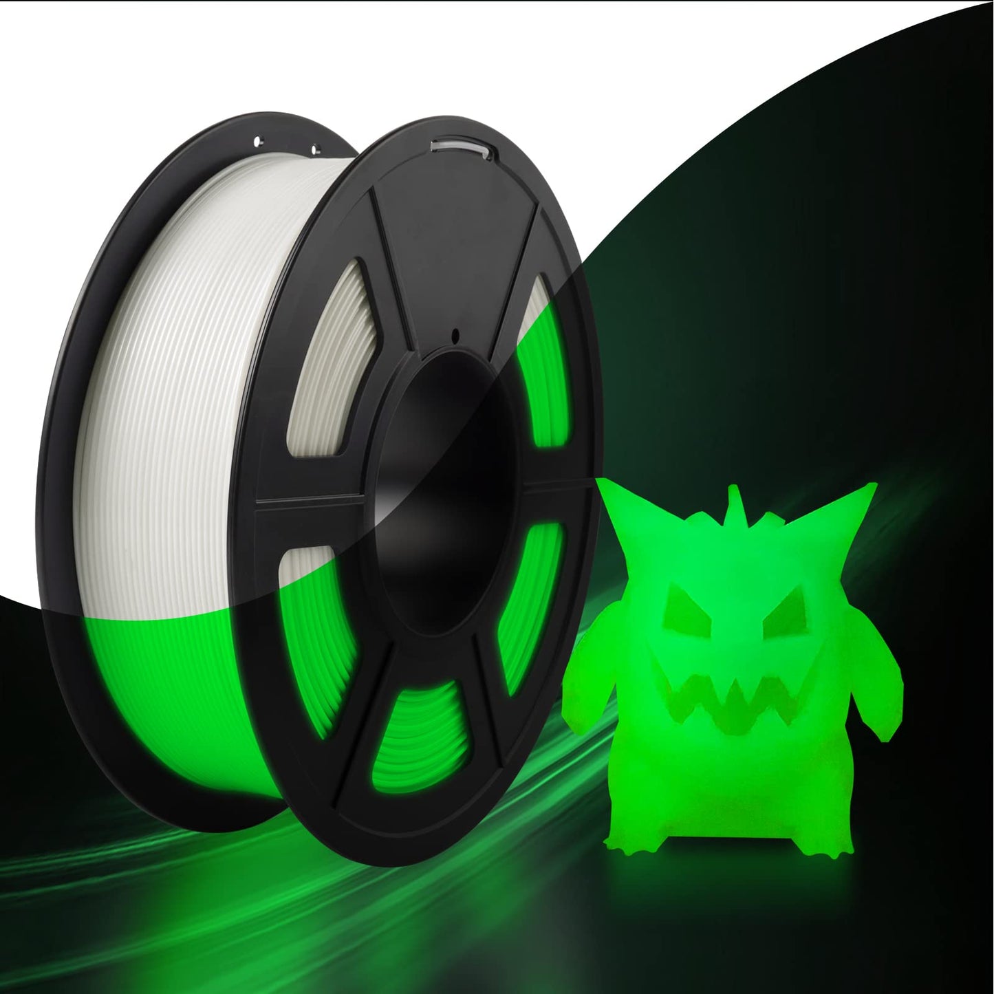 SUNLU Glow in The Dark PLA Filament, Neatly Wound Luminous PLA 3D Printer Filament 1.75mm Dimensional Accuracy +/- 0.02mm, Fit Most FDM 3D Printers, 1kg Spool (2.2lbs), (White PLA, Glow Green)