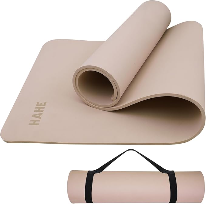 HAHE Yoga Mat Thick (8MM,1/3"), Eco-Friendly POE Non Slip Yoga Mat, High Rebound & Shock Absorption, Anti-Tear & Sweat-Res...