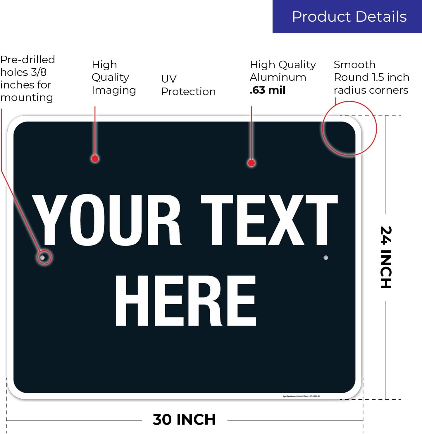 Personalized Custom Black Background Customize for Office, Business, Airbnb, Workplace, Home, Delivery Sign, 24x30 Inches, Rust Free .063 Aluminum, Fade Resistant, Made in USA by Sigo Signs