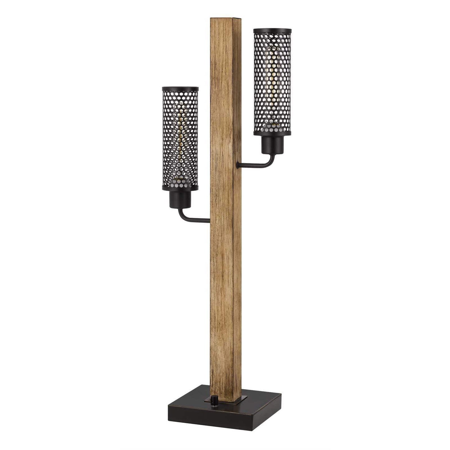 Homeroots 32 In. Brown Metal Two Light Table Lamp With Bronze Shade, Model 524673