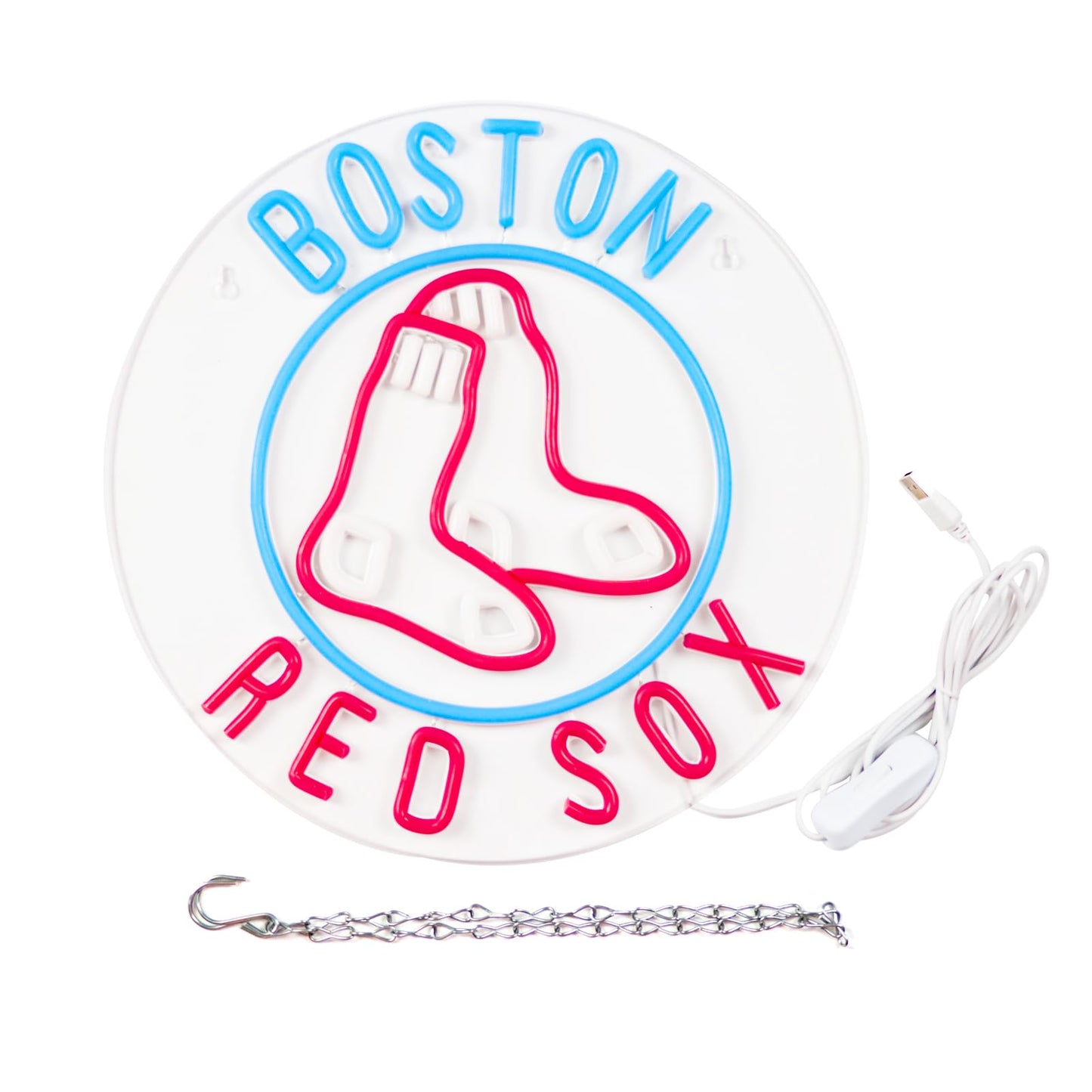 Wonderfullife Red Sox Neon Sign For Boston Baseball Team Logo Led Neon Lights For Sports Man Cave Bar Office Or Living Room Decor Perfect Gifts For Mlb Fans.