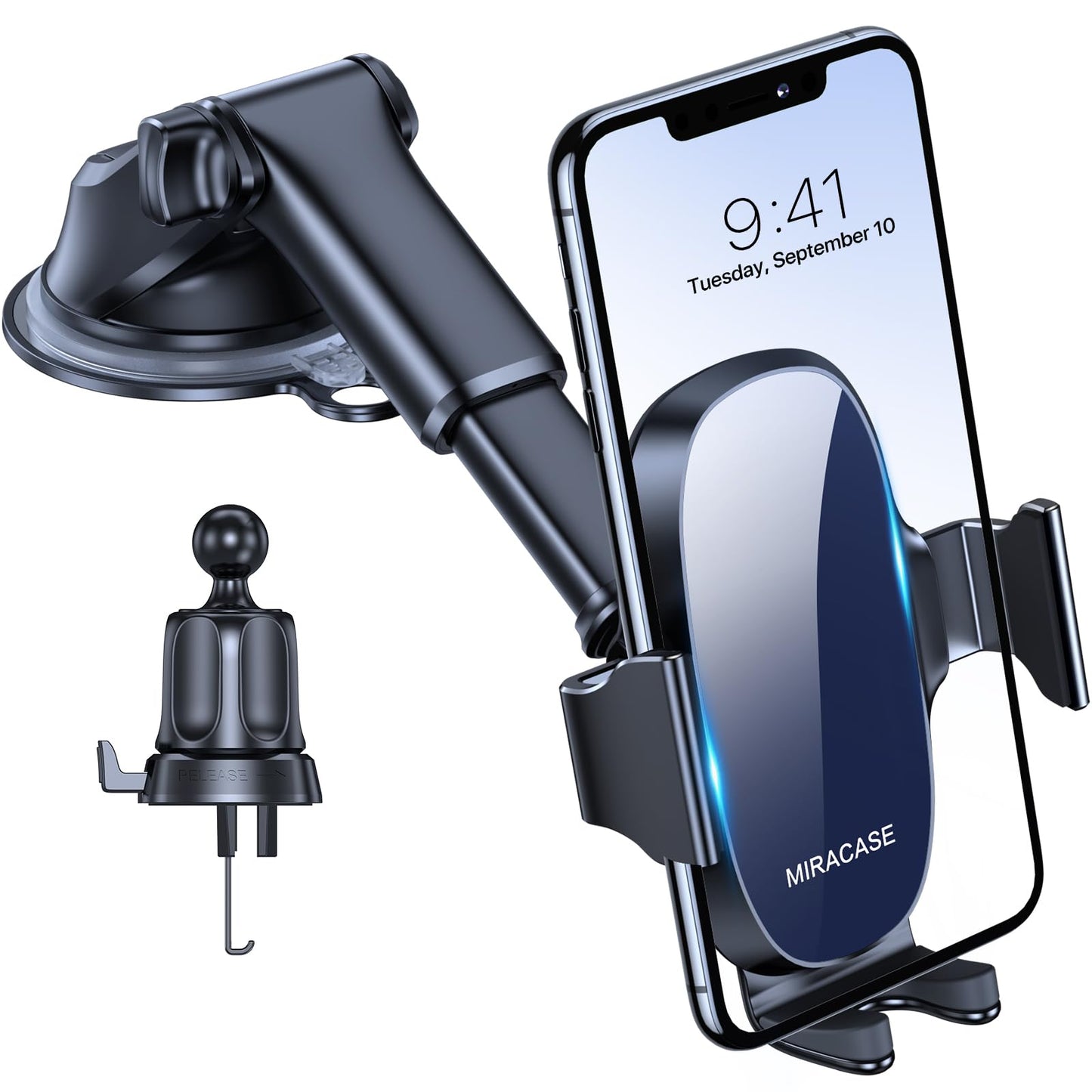 Miracase 3-In-1 Cell Phone Holders For Your Car, Universal Car Phone Holder Mount For Dashboard Air Vent Windshield Compatible W