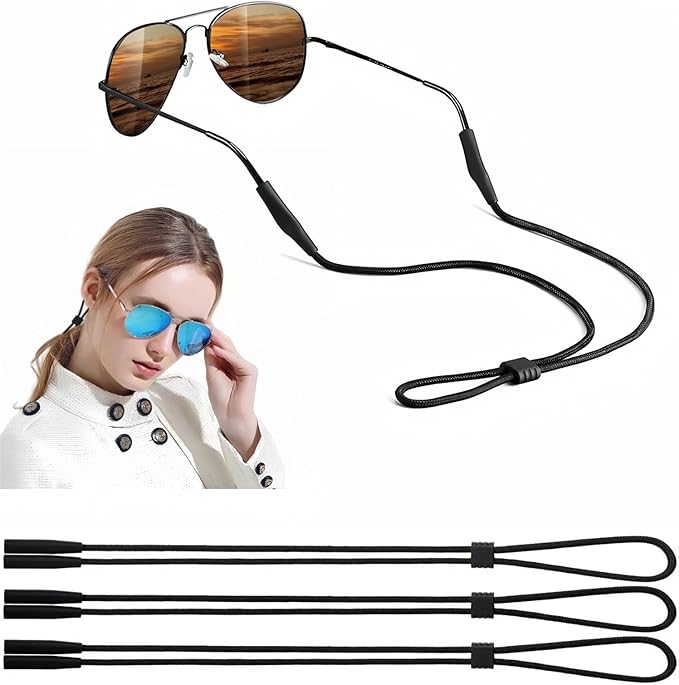 BANSTLE Glasses Strap - 3 Pcs Adjustable Eyewear String Lanyard Retainer - Eyeglasses Holder Strap for Men, Women and Kids