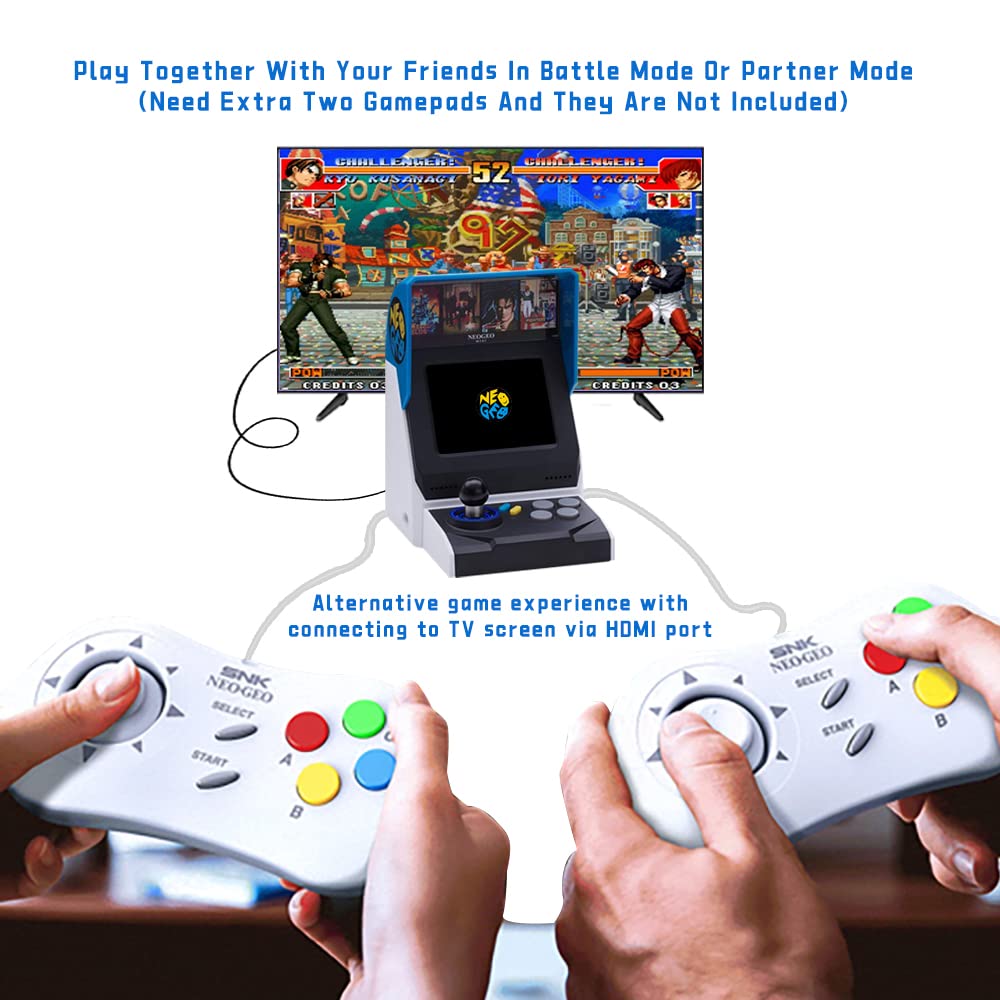 NEOGEO Mini Arcade International Version, 40 Pre-Loaded Classic SNK Games:The King of The Fighters / Metal SLUG and More, Built-in Clearly 3.5”LCD Screen, HDMI and 2 Gamepad Ports