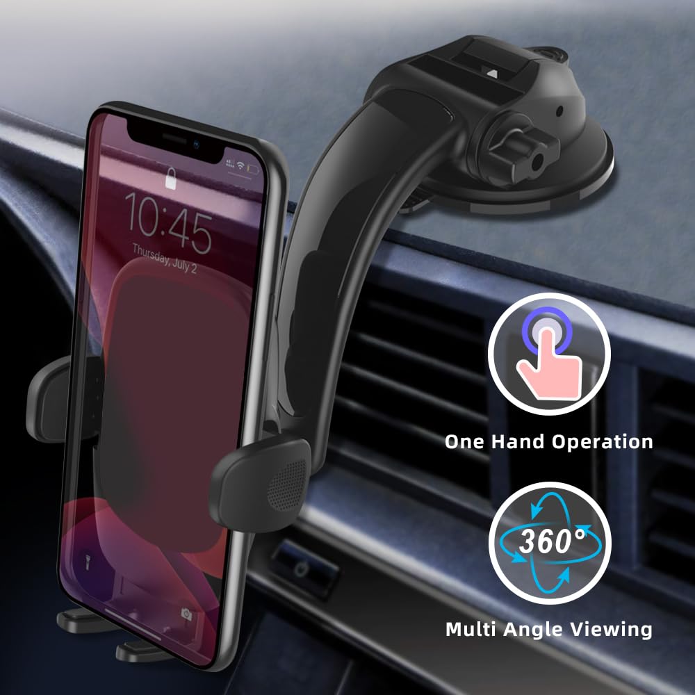 Bpoase Car Phone Holder Mount,Solid Clamp Arm Strong Suction Adjustable Cell Phone Holder Car Dashboard Window For All Smartphon
