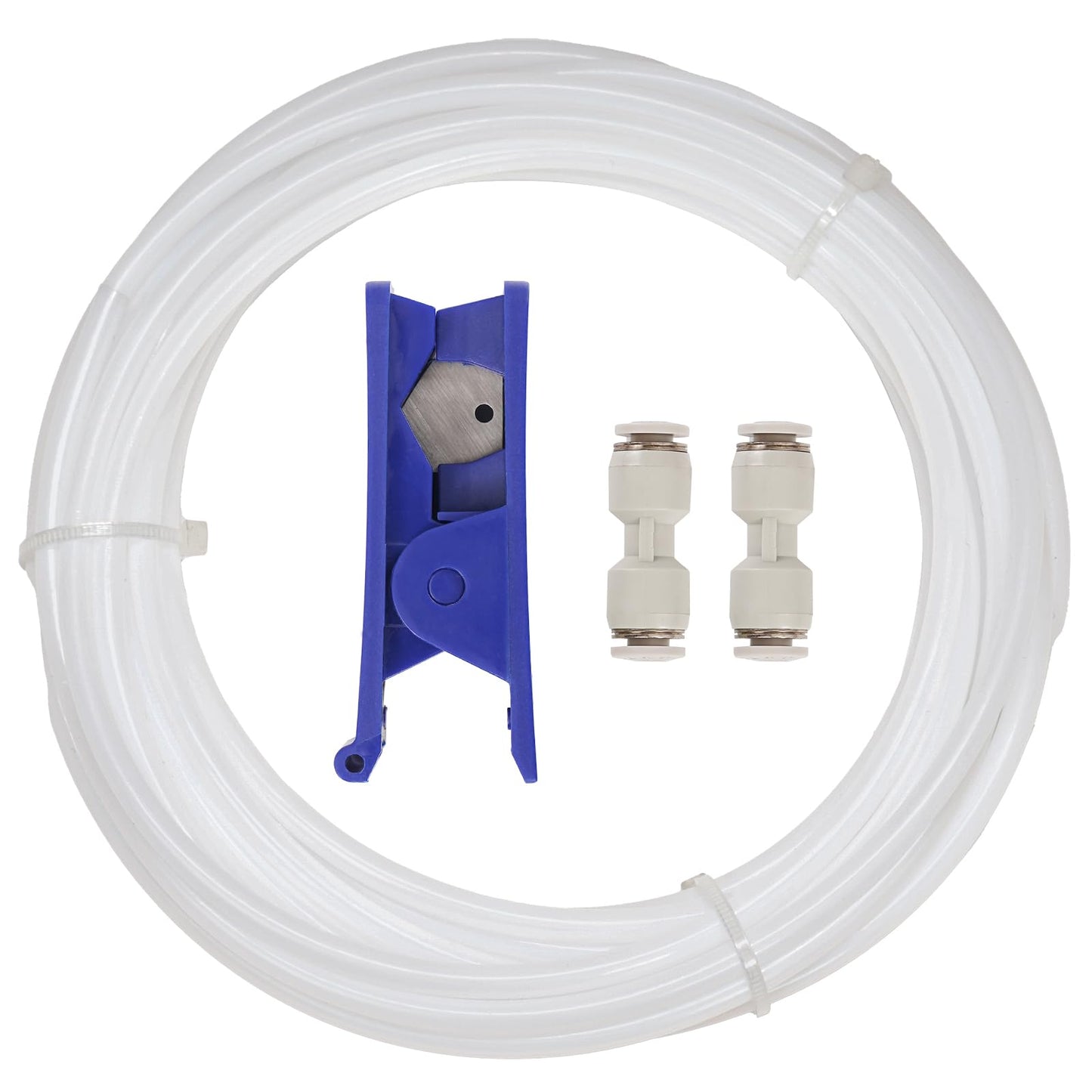 Sovol PTFE Tube 2.5mm ID 4mm OD, Length 5M/16.4ft, with 2 Couplers & Tubing Cutter for Bambu lab X1/ X1C/ P1P/ P1S/ A1/ A1 Mini, Prusa MMU3, Creality K1 Max/Ender 3 V3 & Direct Drive 3D Printer, White