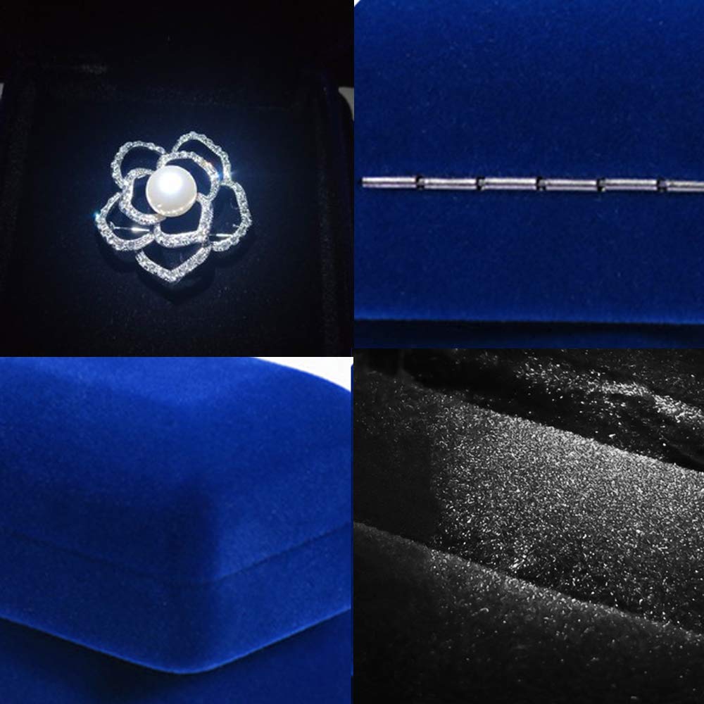 GBYAN Single Slot Velvet Ring Box for Engagement or Wedding with LED Light - Blue