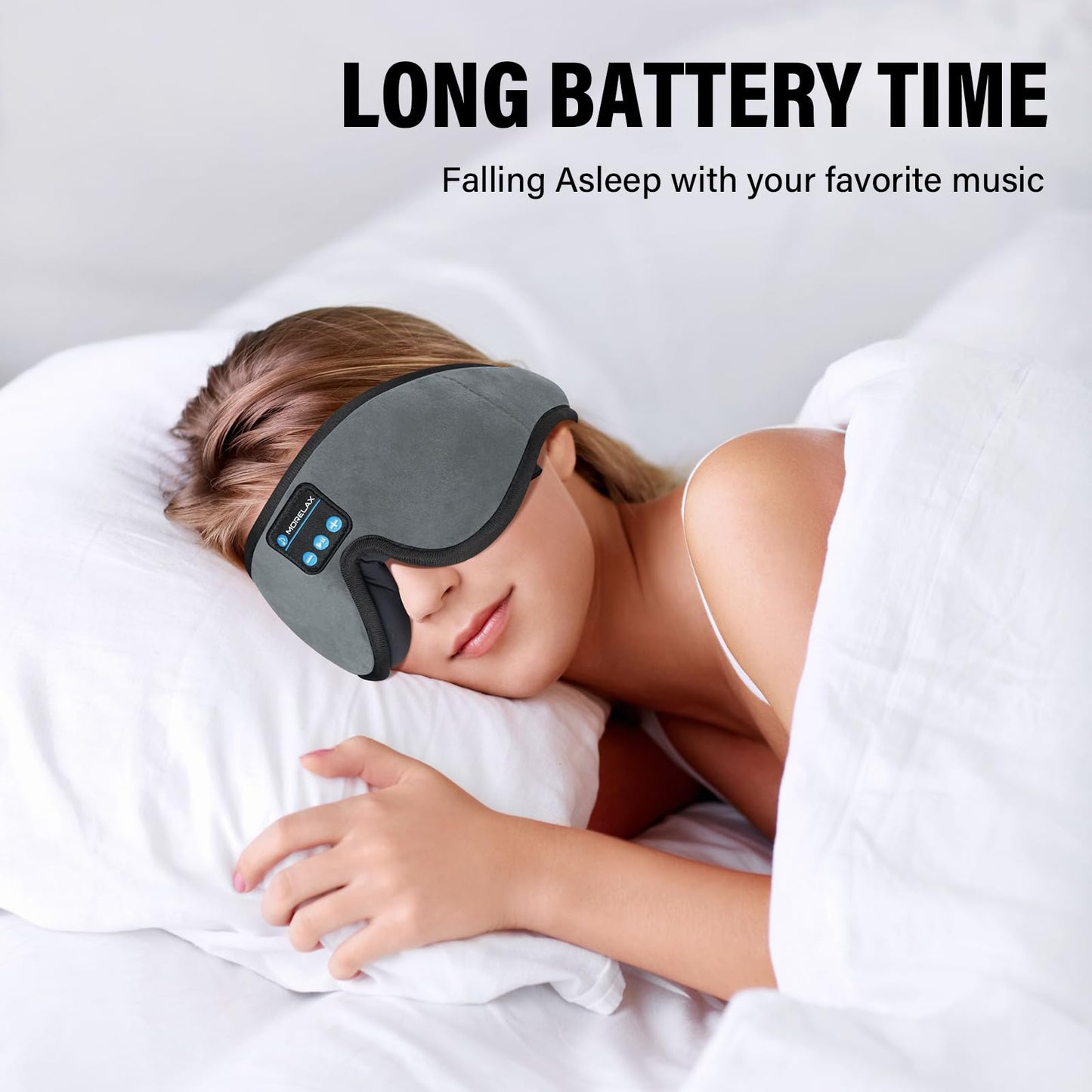 Sleep Mask with Bluetooth Headphones,3D Sleep Mask Wireless Music Eye Mask for Side/Supine Sleepers, with Slim Stereo Speakers,Bluetooth Sleep Headphones,Perfect for Sleeping,Gifts for Women/Men Grey