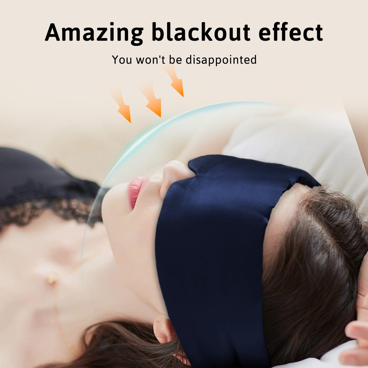 ATreebag Silk Sleep Mask for Women Men Satin, ATreebag Eye Sleeping Mask & Blindfold with Adjustable Strap, Large Size, 1 PC Navy Blue