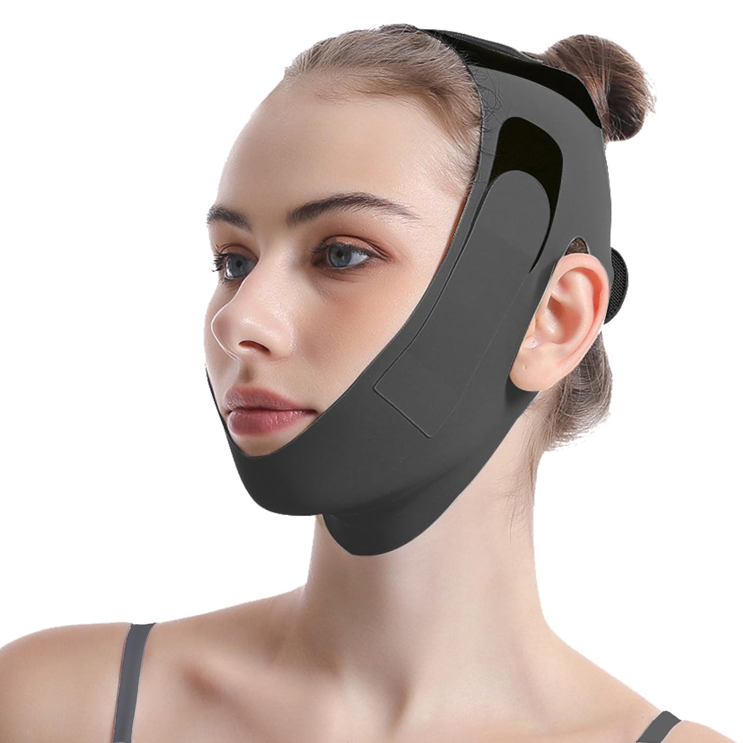 Anti Snore Chin Strap for Sleeping & Cpap Users, Comfortable Adjustable Snoring Solution, Durable Reusable Elastic Cpap Chin Strap to Keep Mouth Closed While Sleeping (Black)