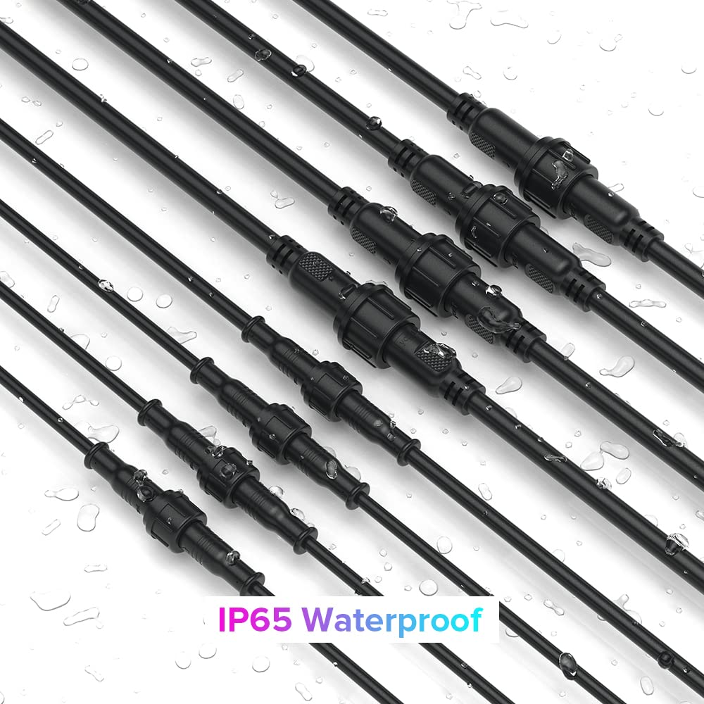 BTF-LIGHTING 4 Pin Electrical Connector Male Female 20AWG IP65 7.87in Extension Cable for Car Truck Boat LED Strip Lights WP4PINBB