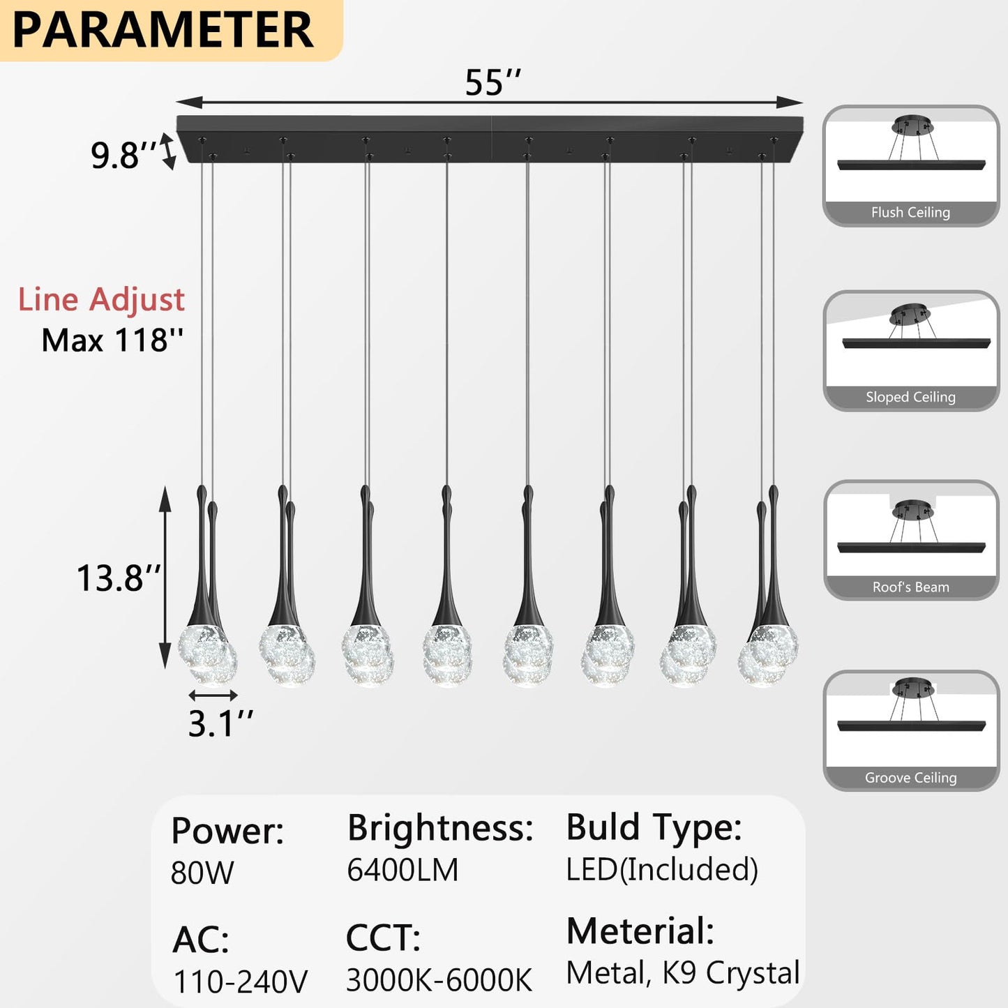 16 Lights Modern Glam Crystal Chandelier For High Ceiling Led Dimmable Pendant Light For Staircase Foyer Enterway Living Room Chandelier Lighting Black