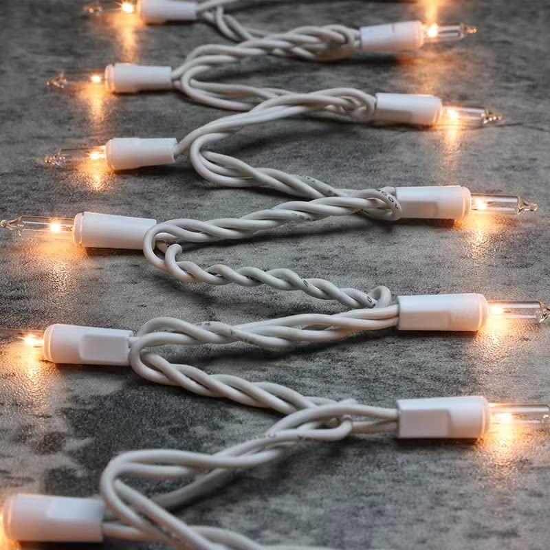 Glownova White Wire  Clear Incandescent Bulb 100 Mini String Lights For Indoor Christmas Tree Garland Birthday Wedding Party Festival Decoration