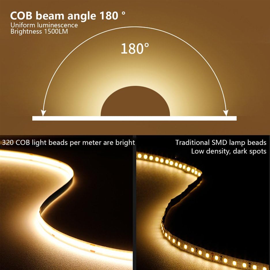Mdee?Type C Cob Tape Light Led Strip.9.84Ft/3M- Flexible 5Mm Hidden Dc 5V Led Tape With 320 Leds/M For Pink Lighting. Cuttable  Shapeable  Type C Powered. Ideal For Kitchen