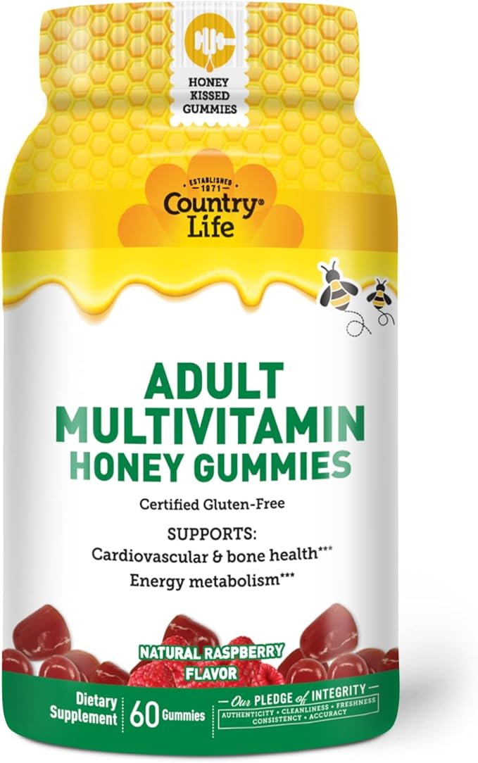 Country Life® Adult Multivitamin Honey Gummies - Non-GMO - Certified Gluten Free - Certified Vegetarian by AVA