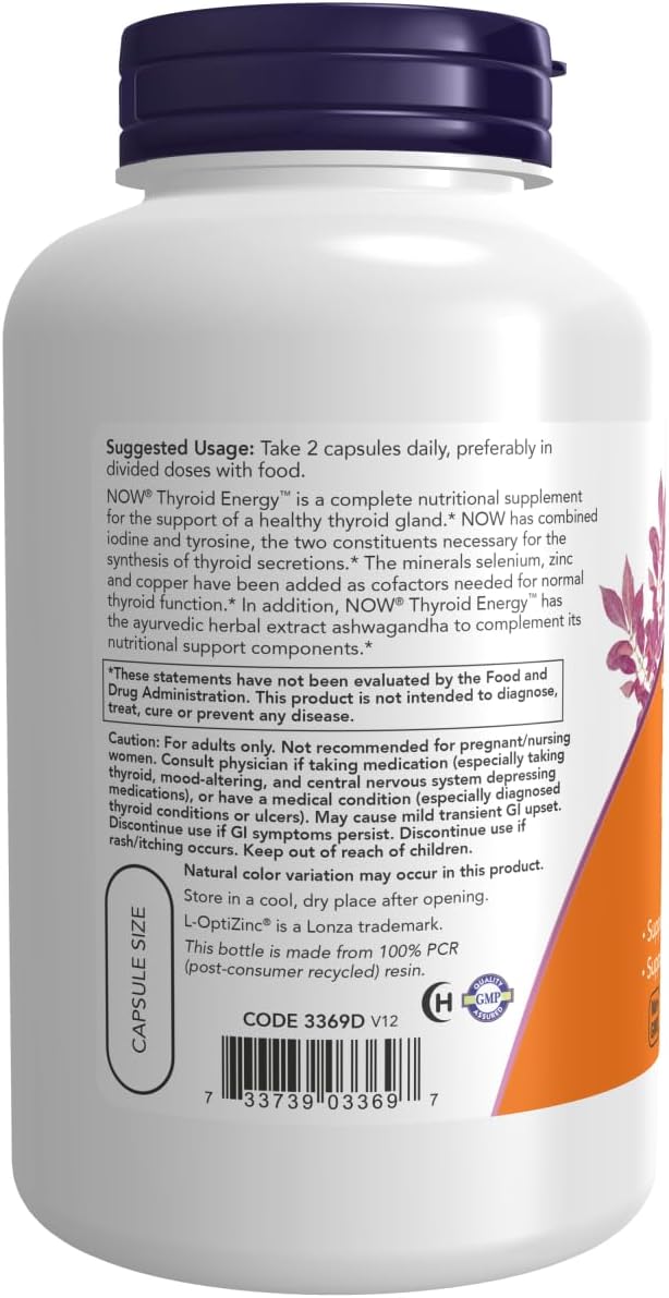 NOW Foods Thyroid Energy Veg Capsules (180 Capsules, Pack of 2)
