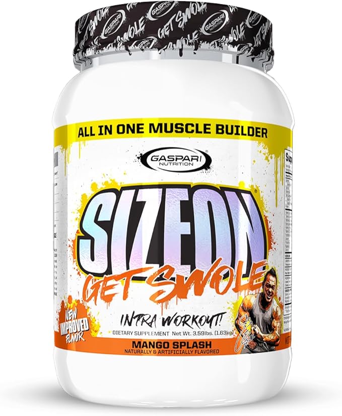 Gaspari Nutrition SizeOn, The Ultimate Hybrid Intra-Workout Amino Acid & Creatine Formula, Increased Muscle Volume & Muscle Recovery (3.59 Pounds, Mango Splash)