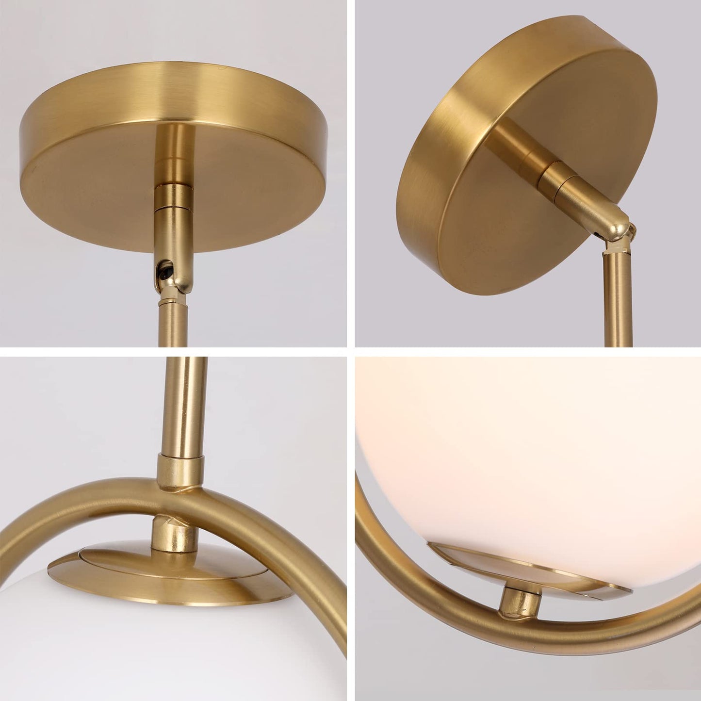 SeeU Modern Pendant Light Fixture, 2 Light, Metal, Gold, Globe Glass Lampshade, Model SeeU-MPL-v1