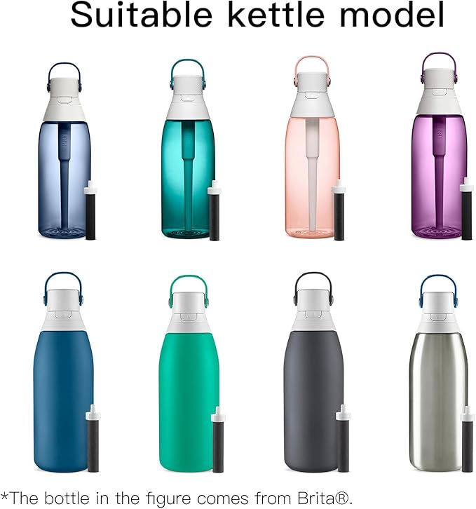 Water Bottle Filter, Replacement for Brita® BB06, Brita Hard Sided, Stainless Steel and Plastic Bottle Filter, 6 Count