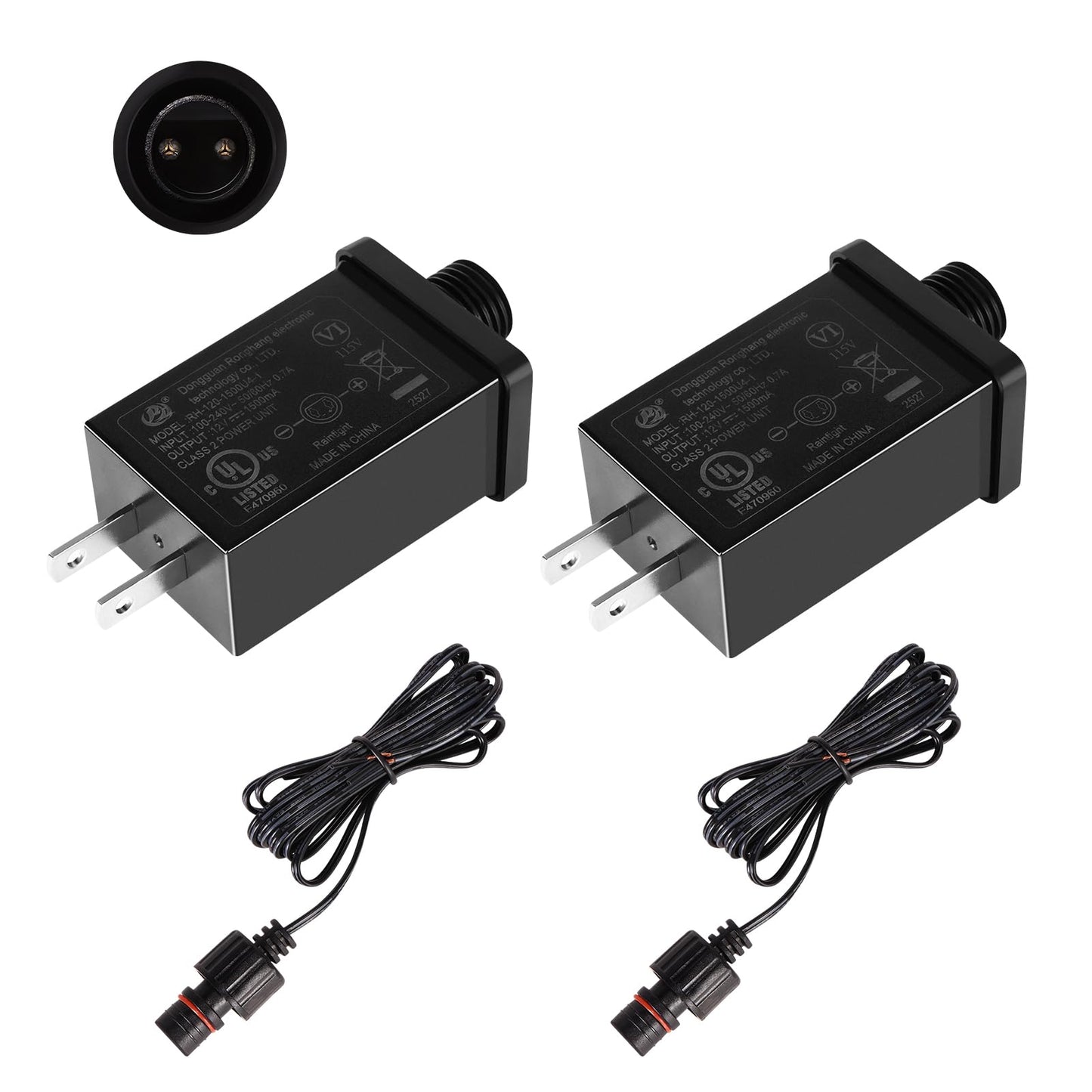 Class 2 Power Supply 12V 1.5A 60Hz  Ip44 Waterproof Yard Inflatable Adapter Replacement  Power Supply Transformer Plug For Halloween Thanksgiving Christmas Blow Up Outdoor Yard Decorations (2Pcs)